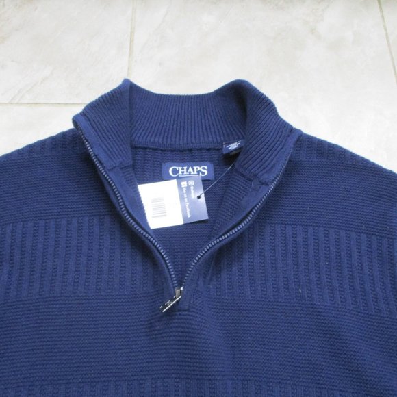 Chap Ralph Lauren 1/4 Zip Pullover Sweater Navy Blue NWT - Picture 2 of 7